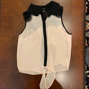 Forever 21 Black Lace and Pink Top
